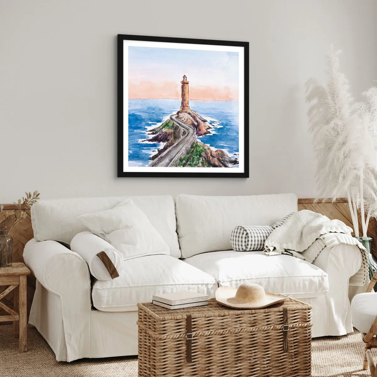 Affisch i svart ram - Vänd mot havet - 50x50 cm