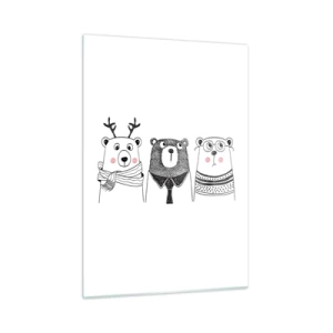 Glastavla - Bild på glas - Tre björnar  - 50x70 cm