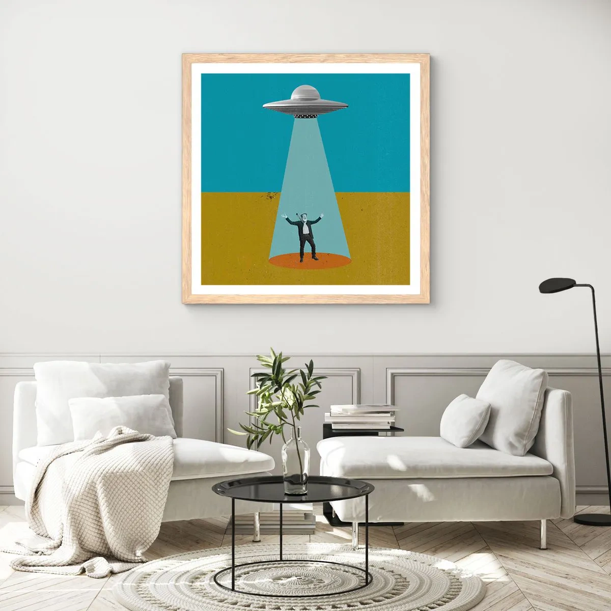 Affisch i ram av ljusek - Ett nära möte - 60x60 cm