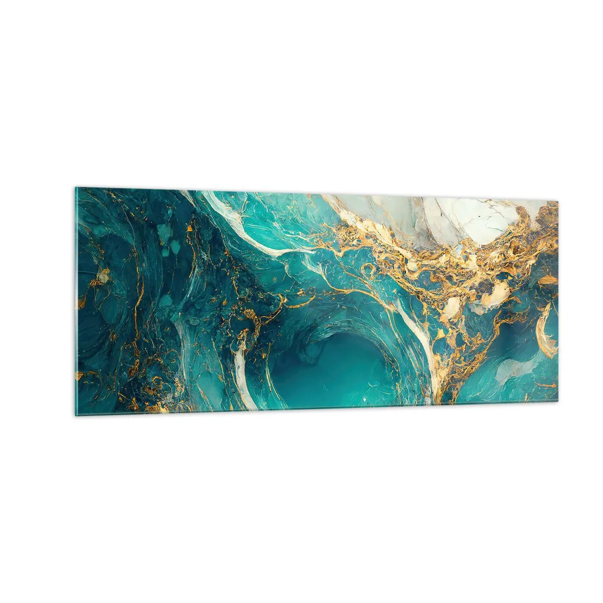 Glastavla - Bild på glas - En komposition med guldådror - 100x40 cm