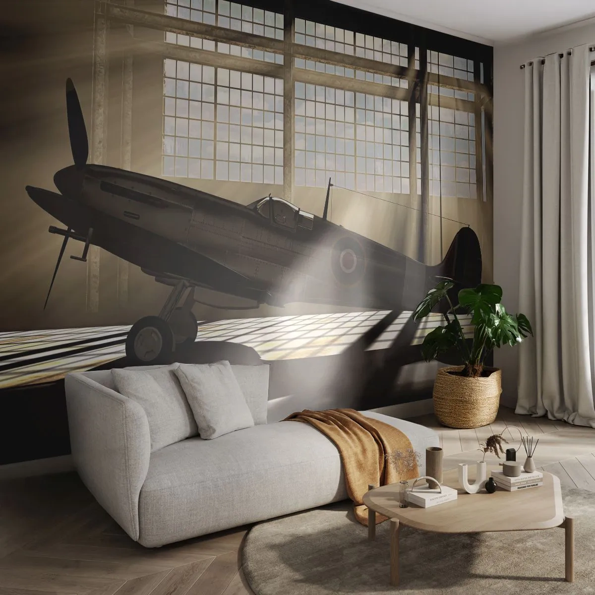 Fototapet Standard Eco - Kämpens vila - Flygplan, Flyghangar, Plan - 400x280 cm