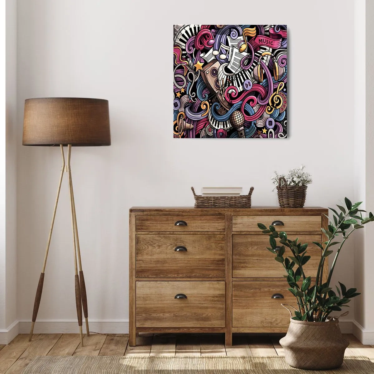 Väggklocka - Klocka på glas - Komplicerad melodi - 40x40 cm