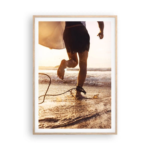 Affisch i ram av ljusek - Möta vågorna - 70x100 cm