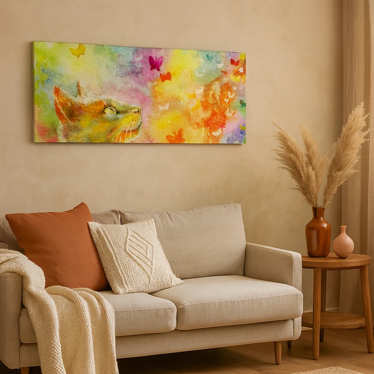 Canvastavla - Bild på duk - I kattparadiset - 30x30 cm