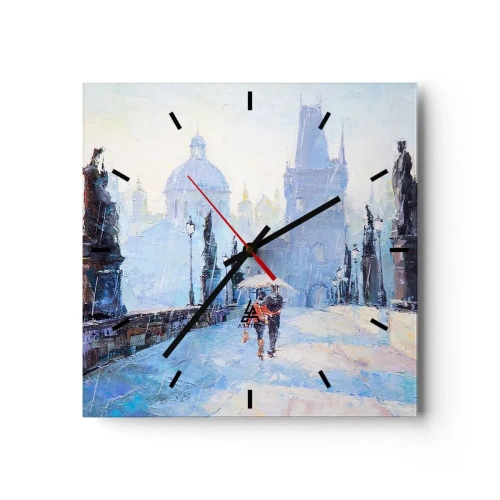 Väggklocka - Klocka på glas - Förtrollade av regnet - 30x30 cm