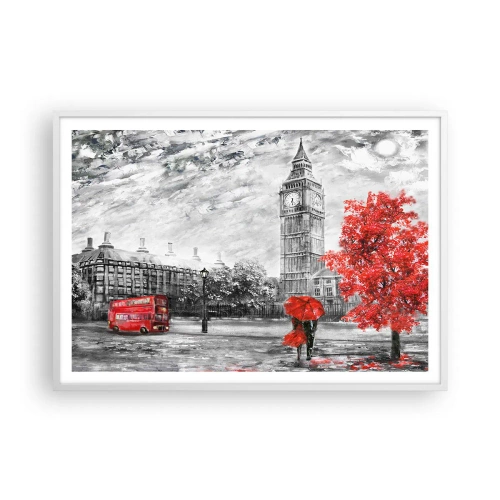 Affisch i vit ram - Spännande dag - 100x70 cm