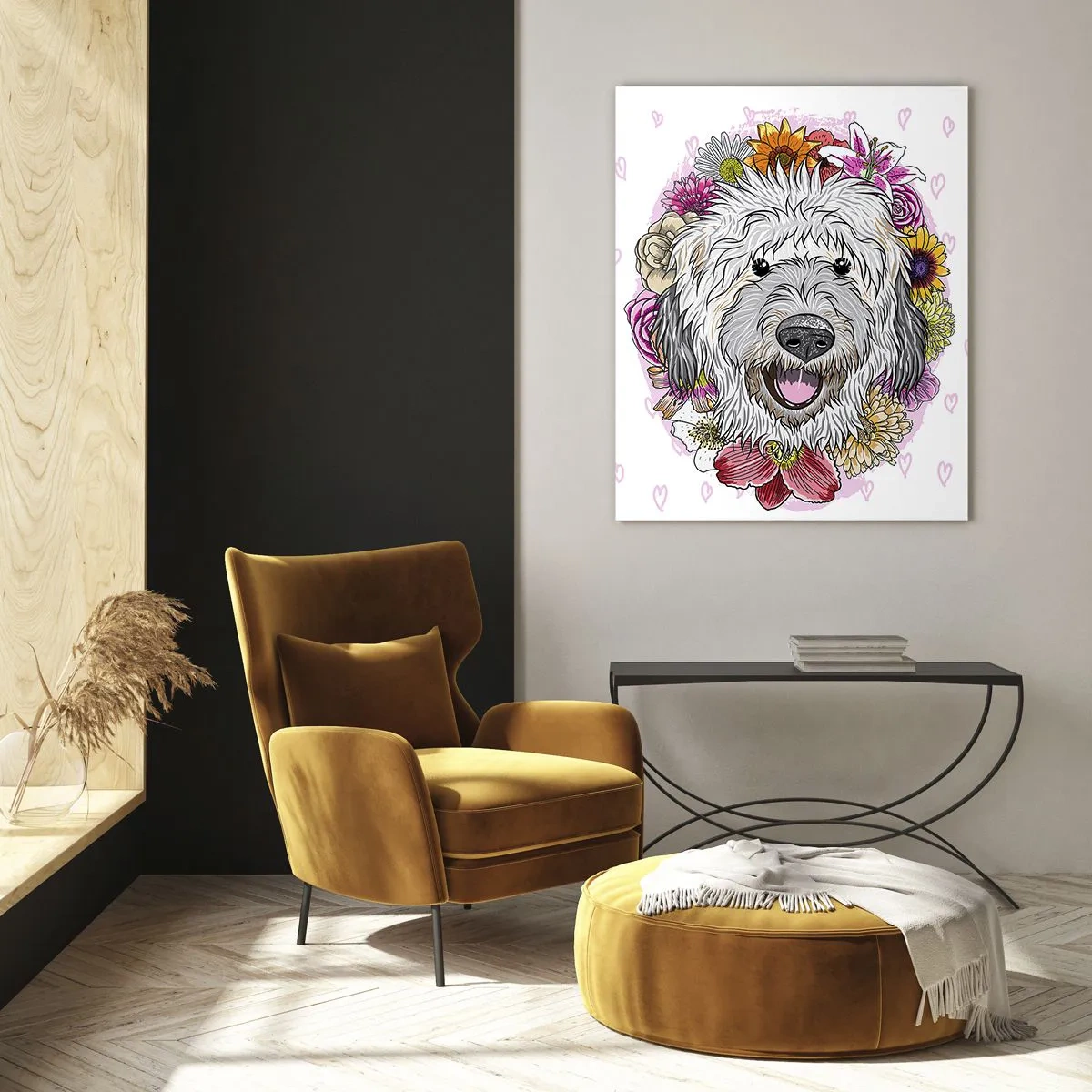 Glastavla - Bild på glas - Valpglädje - 50x70 cm