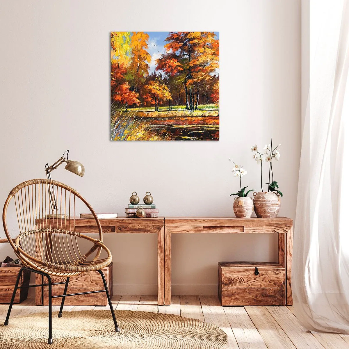 Canvastavla - Bild på duk - Landskap i guld och brons - 30x30 cm