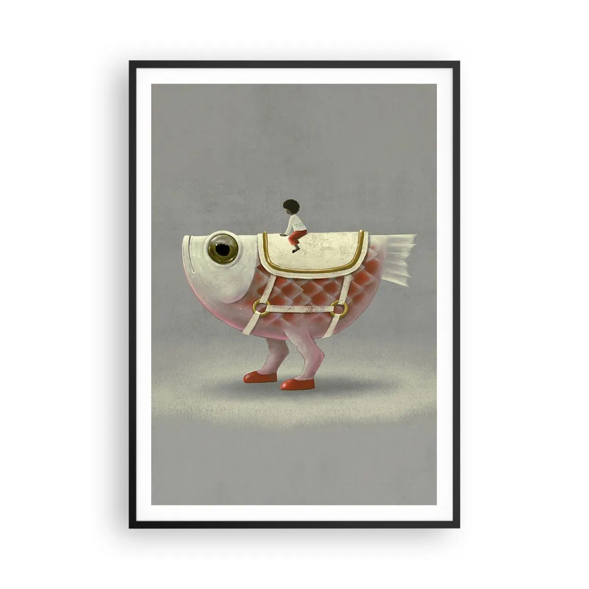 Affisch i svart ram - Fiskryttare - 70x100 cm