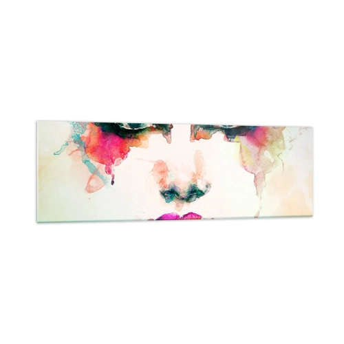 Glastavla - Bild på glas - Porträtt målad med regnbågen - 160x50 cm