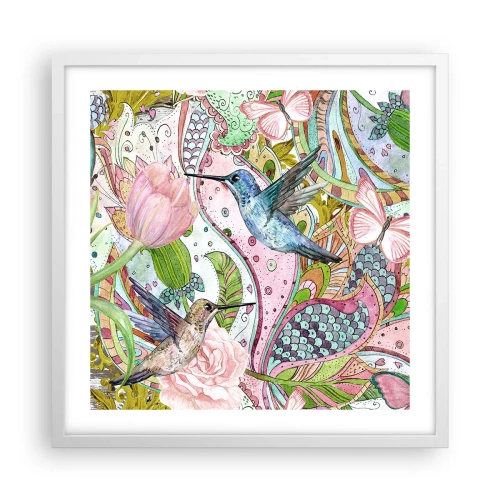 Affisch i vit ram - Inbäddade i klätterväxter - 50x50 cm