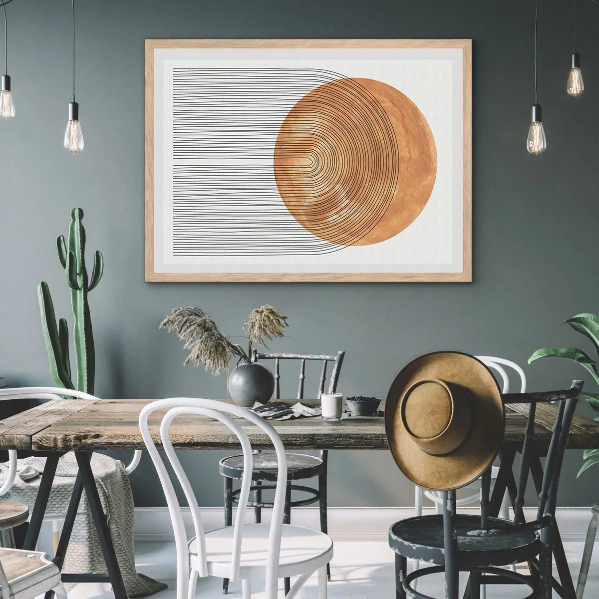 Affisch i ram av ljusek - En solig komposition - 70x50 cm