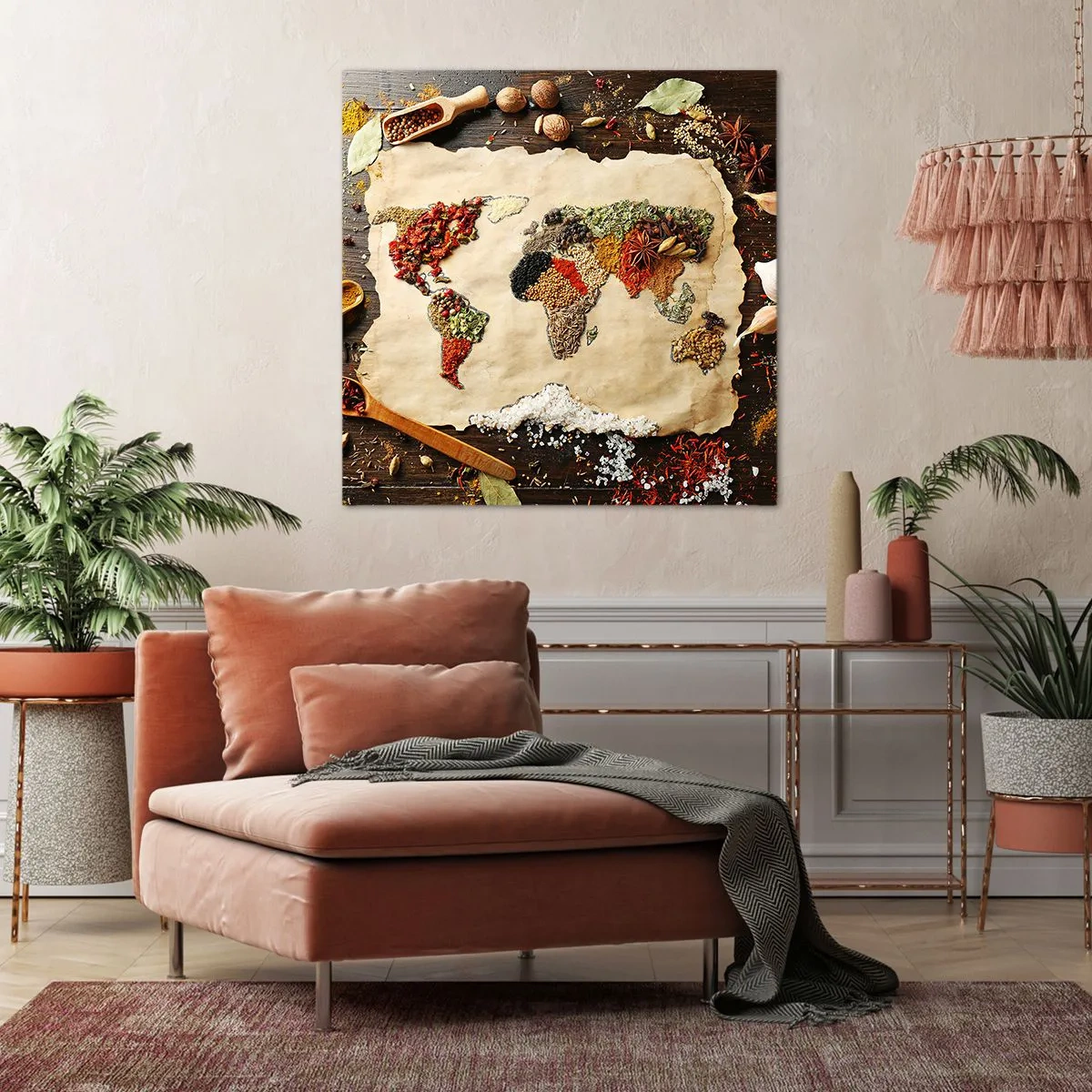 Canvastavla - Bild på duk - Världens alla smaker - 60x60 cm
