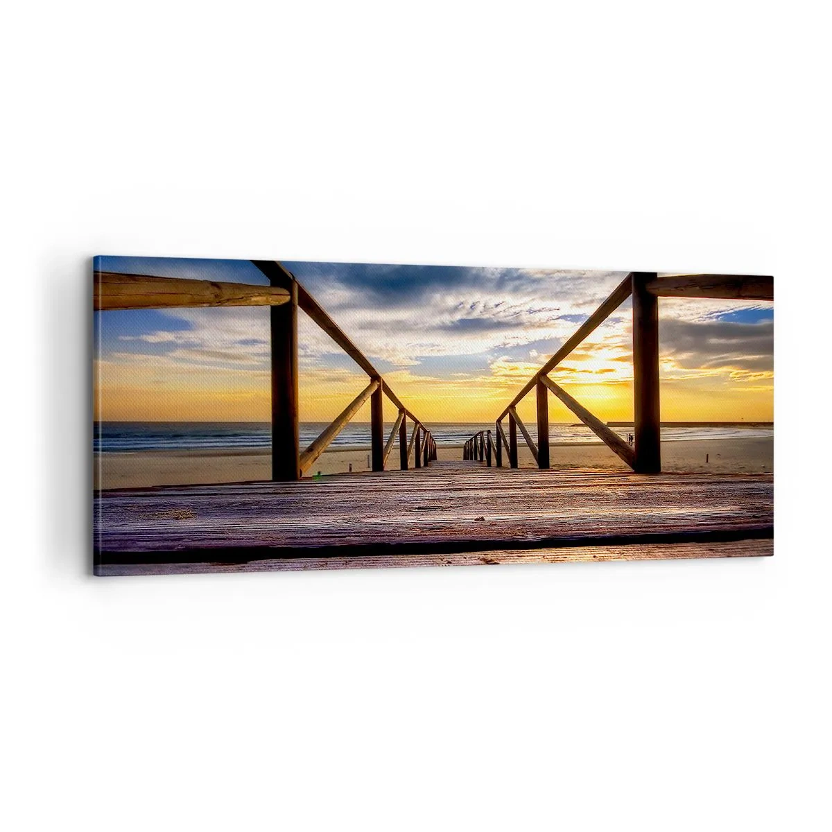 Canvastavla - Bild på duk - Till vilda stranden i skymningen - 100x40 cm