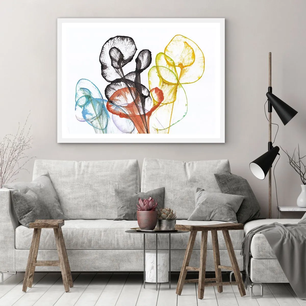 Affisch i vit ram - Blommor med själ - 91x61 cm