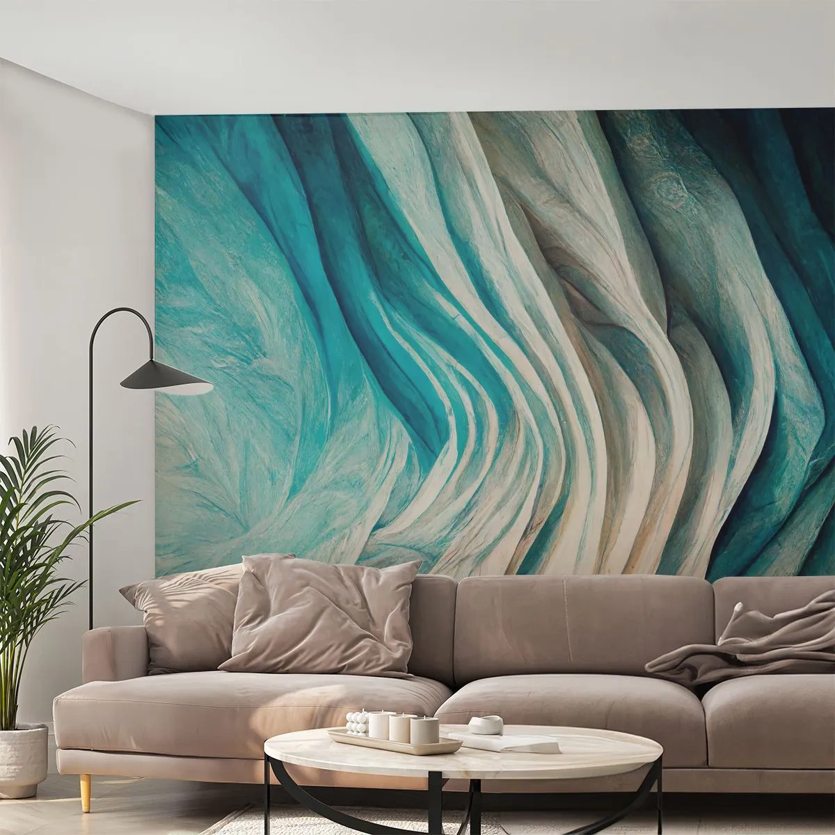 Fototapet Standard Eco - Blå omättlighet - Bit, 3D, Abstraktion - 250x175 cm