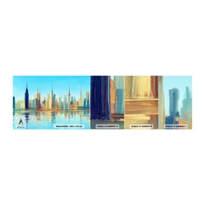Provbit av självhäftande fototapet Deluxe Sticker - Solig metropol - Stad, Arkitektur, Bit - 100x30 cm