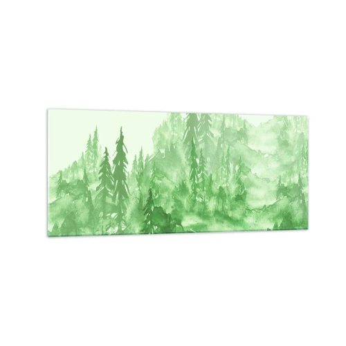 Glastavla - Bild på glas - Suddig i grön dimma - 120x50 cm