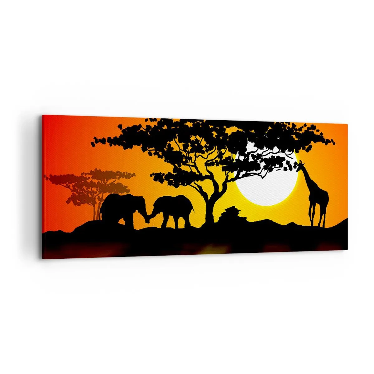 Canvastavla - Bild på duk - Ett möte ute i savannen - 120x50 cm