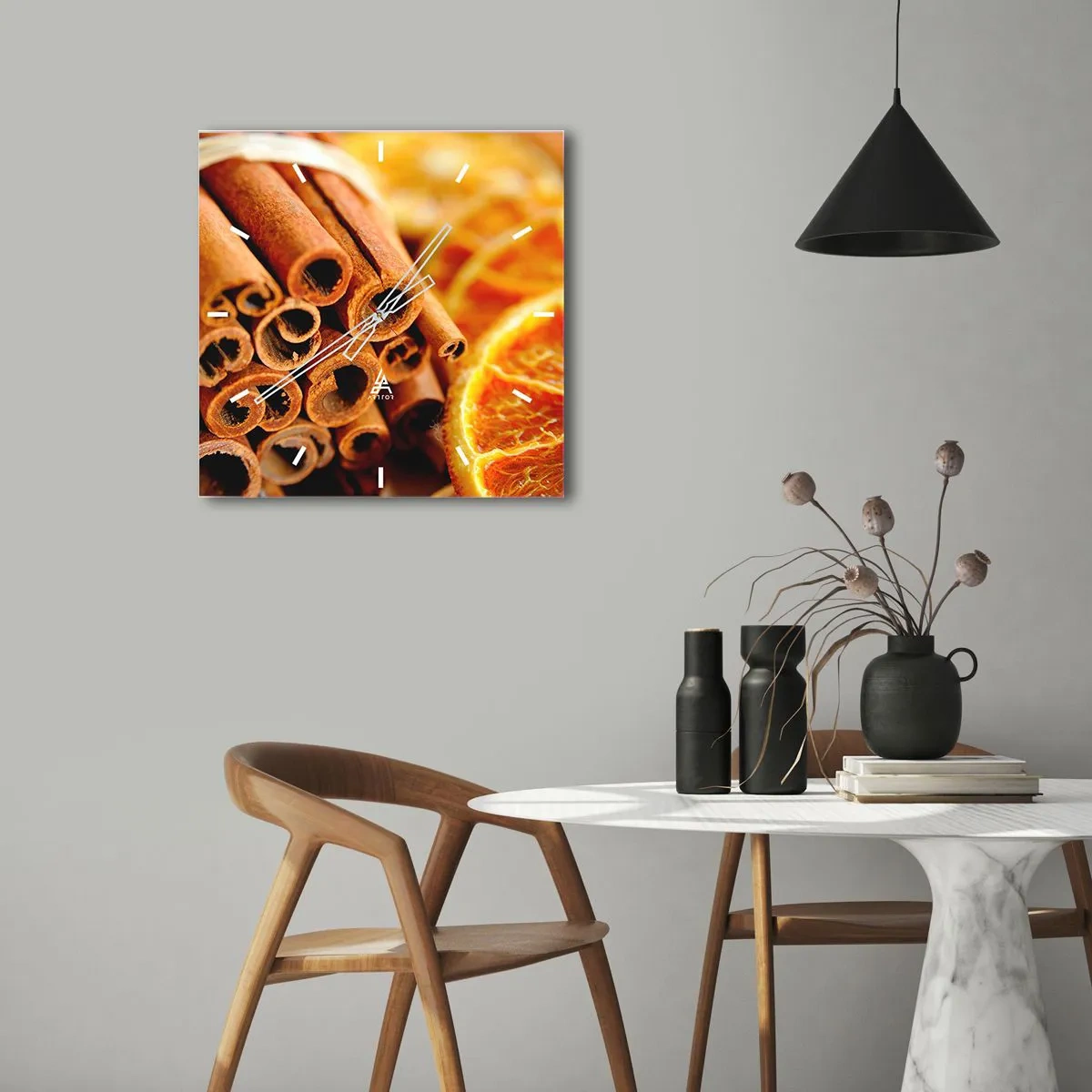 Väggklocka - Klocka på glas - Känner du deras arom? - 40x40 cm