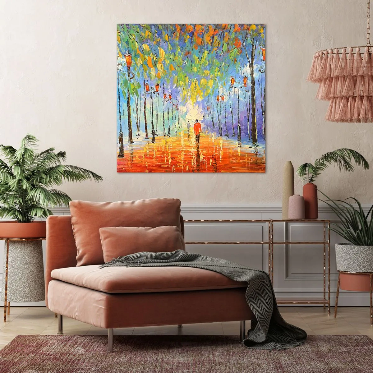 Canvastavla - Bild på duk - Regnets nattvisa - 60x60 cm