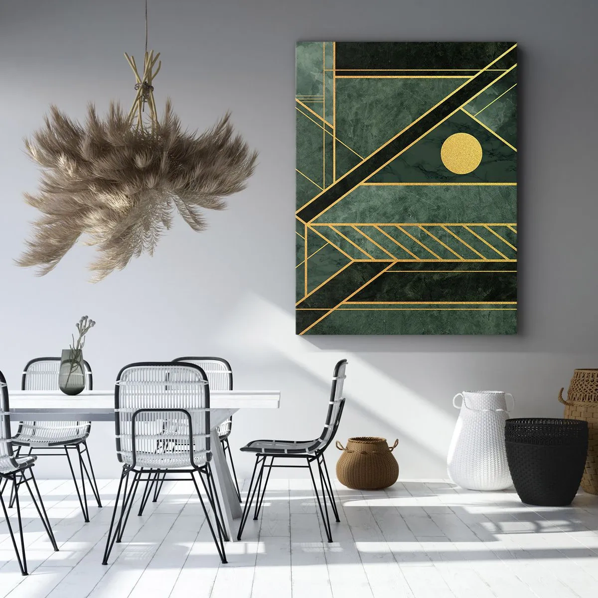 Canvastavla - Bild på duk - Dynamik av guld och azurblå - 50x70 cm