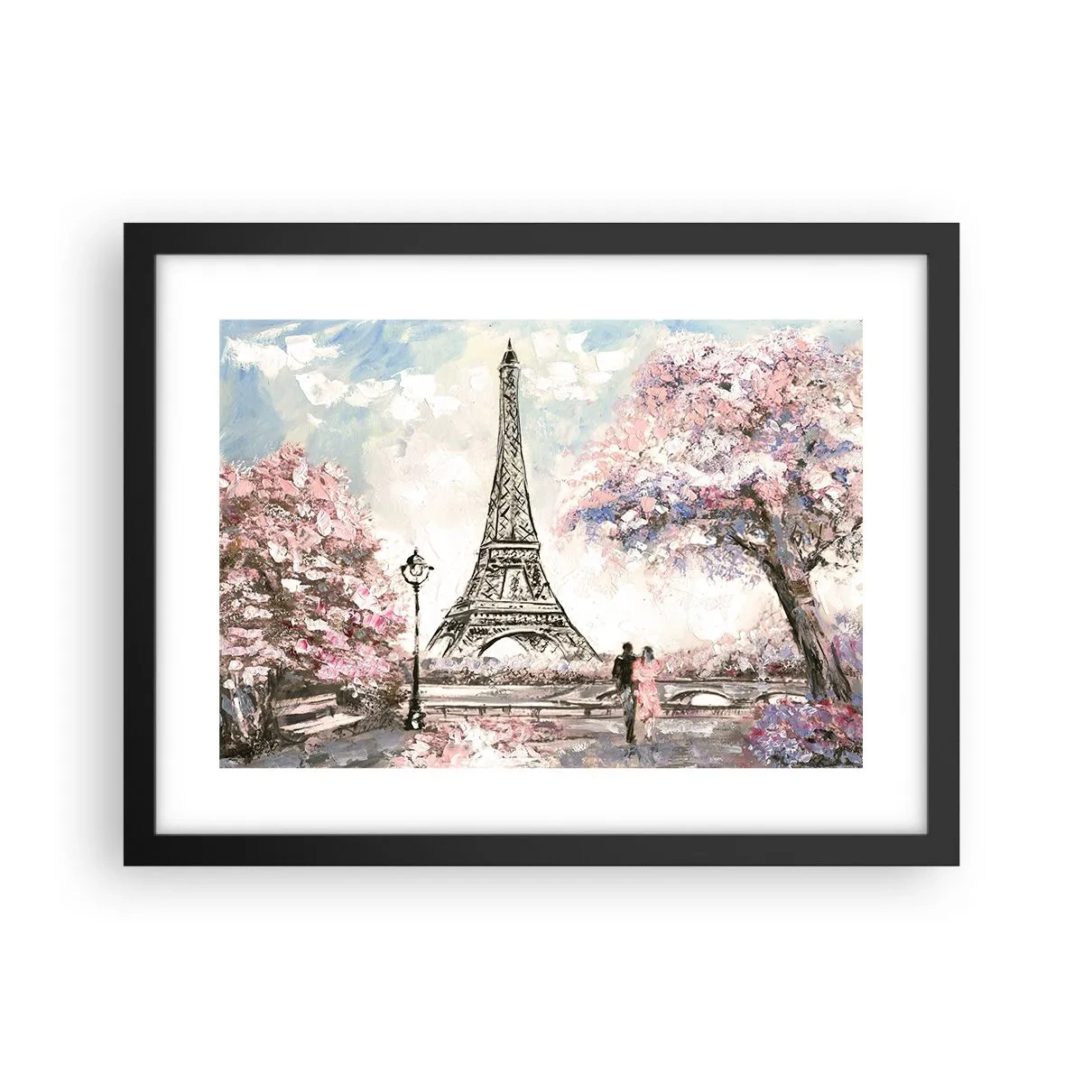 Affisch i svart ram - Aprilpromenad i Paris - 40x30 cm
