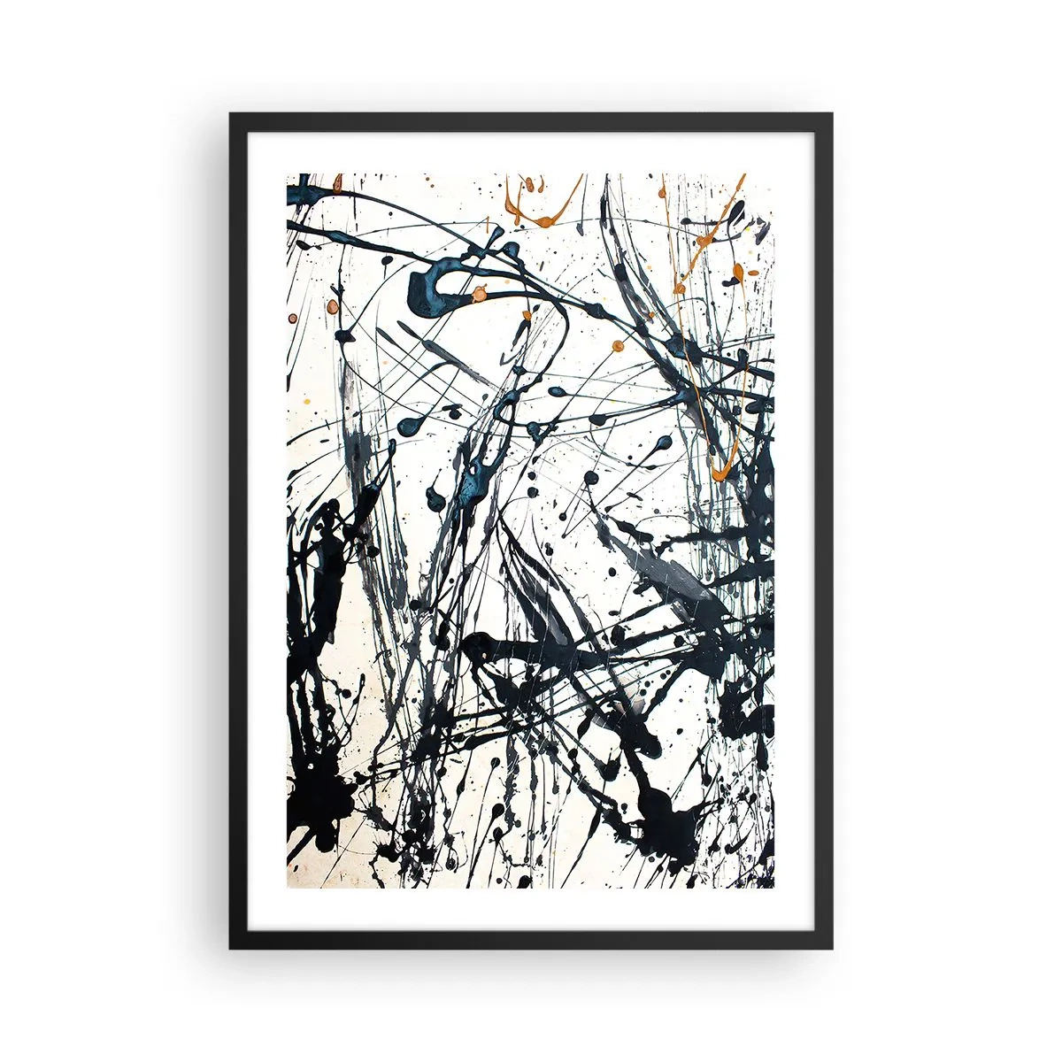 Affisch i svart ram - Uttrycksfull abstraktion i gestuell målning - 50x70cm - Expressionistisk abstraktion - Modern väggdekoration för vardagsrum och sovrum ARTTOR
