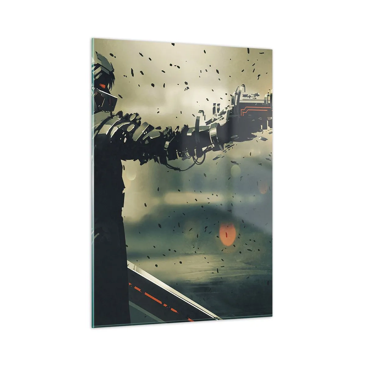Glastavla - Bild på glas - Dödlig vapen - din egen Terminator - 50x70 cm