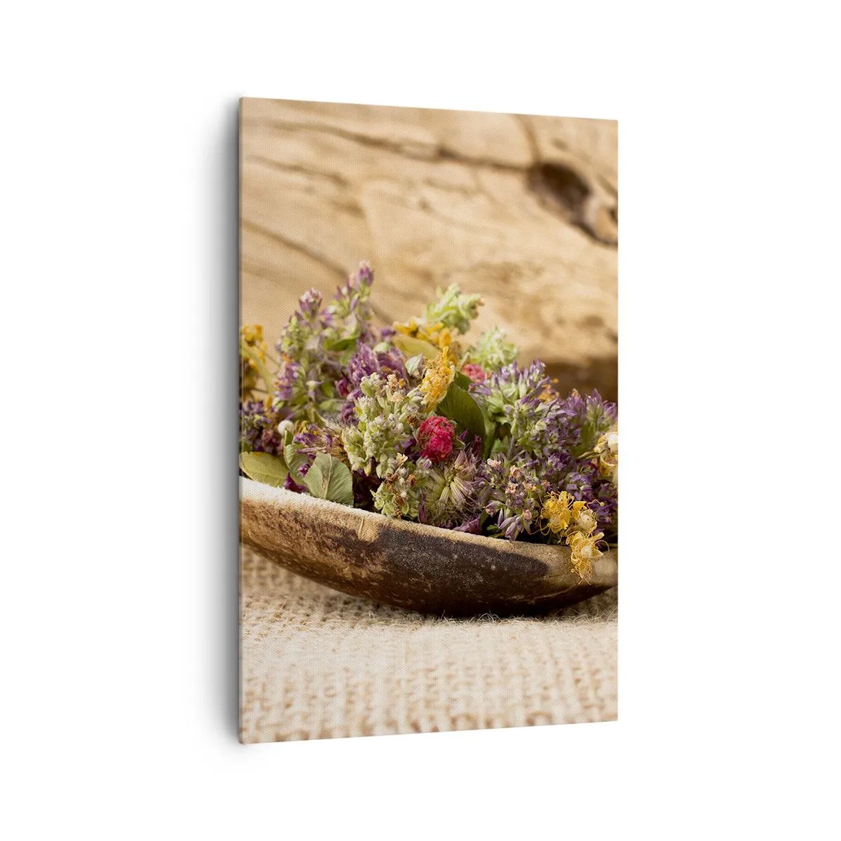 Canvastavla - Bild på duk - Färgglada blommor och doftande örter - 80x120 cm