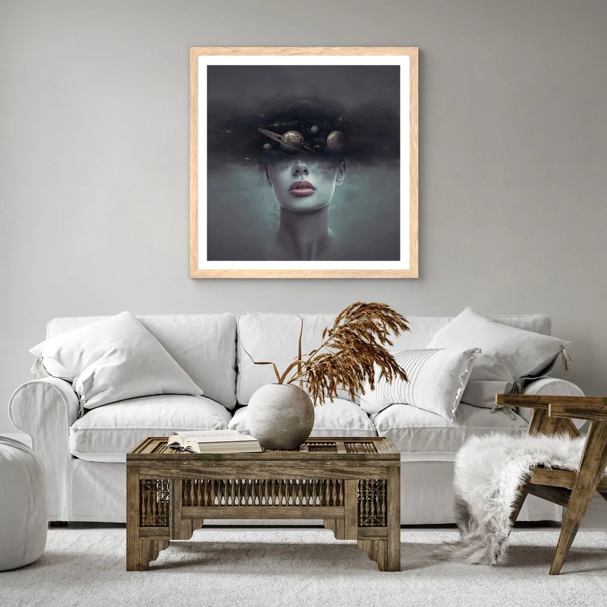 Affisch i ram av ljusek - Och planeterna blir galna... - 60x60 cm