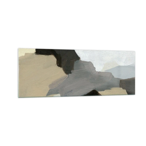 Glastavla - Bild på glas - Abstraktion: avgrening av det gråa - 140x50 cm