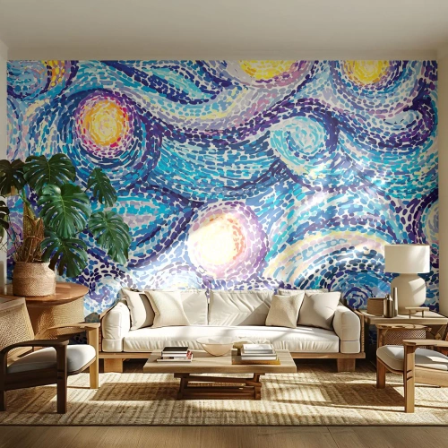 Fototapet Premium Canvas - Från van Goghs tavla - Abstraktion, Bit, Målning - 350x256 cm