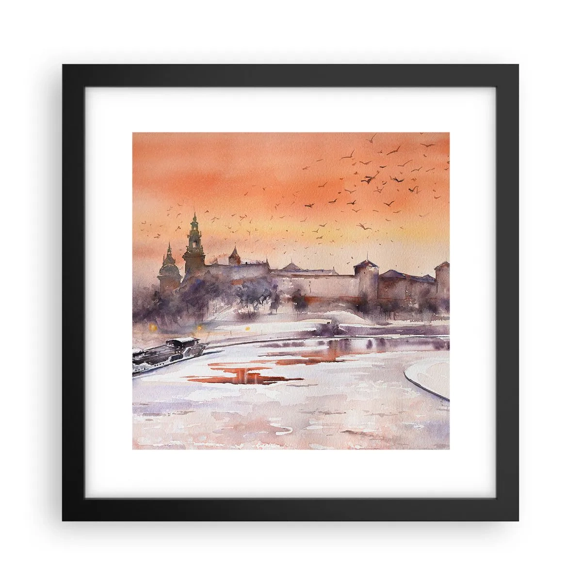Affisch i svart ram - Kunglig solnedgång - 30x30 cm