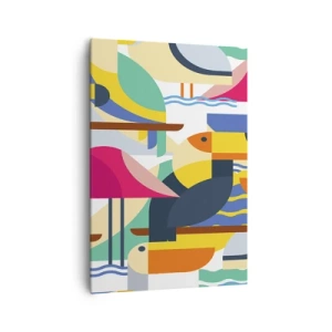 Canvastavla - Bild på duk - Fågelparty - 70x100 cm