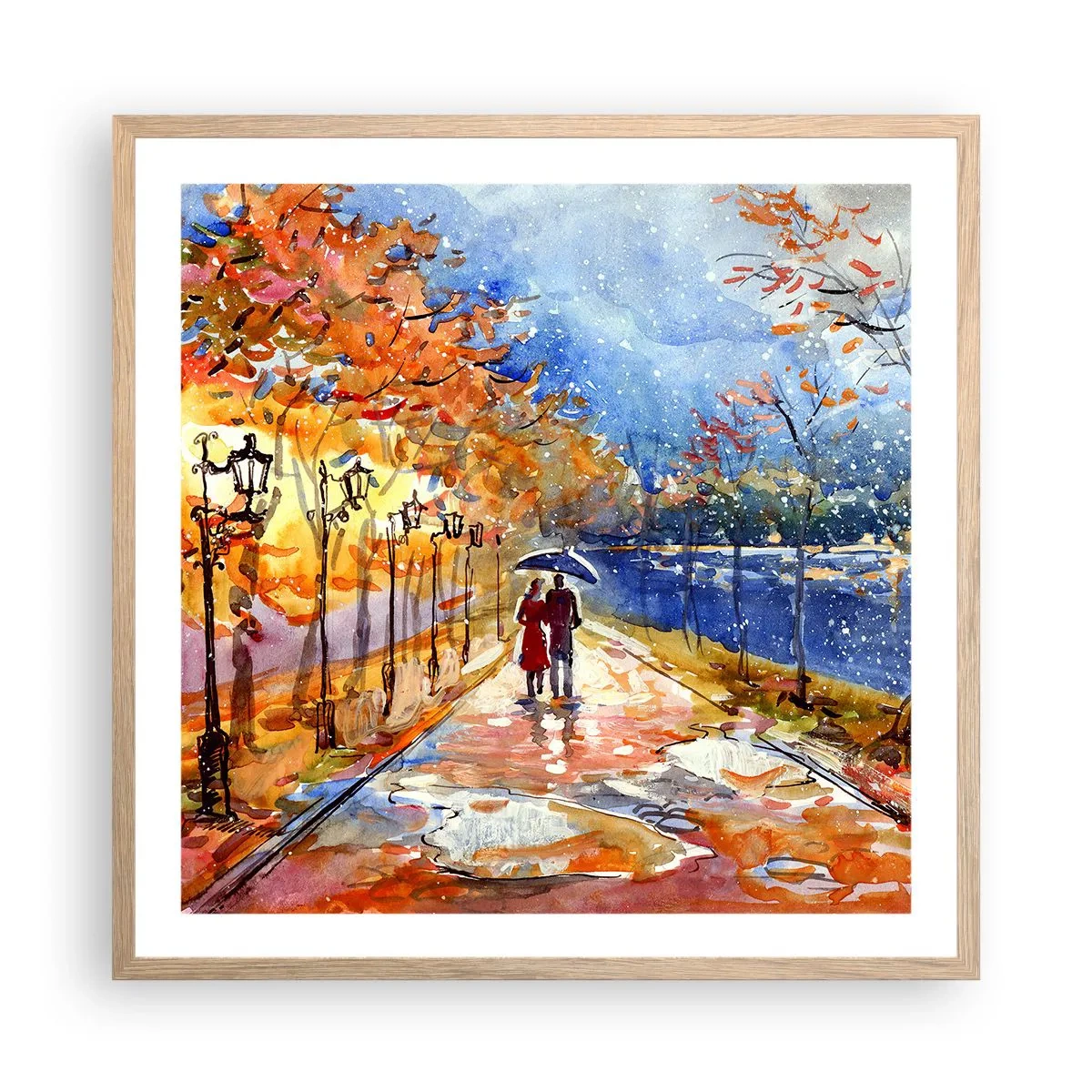 Affisch i ram av ljusek - Tillsammans mot tidens gräns - 60x60 cm