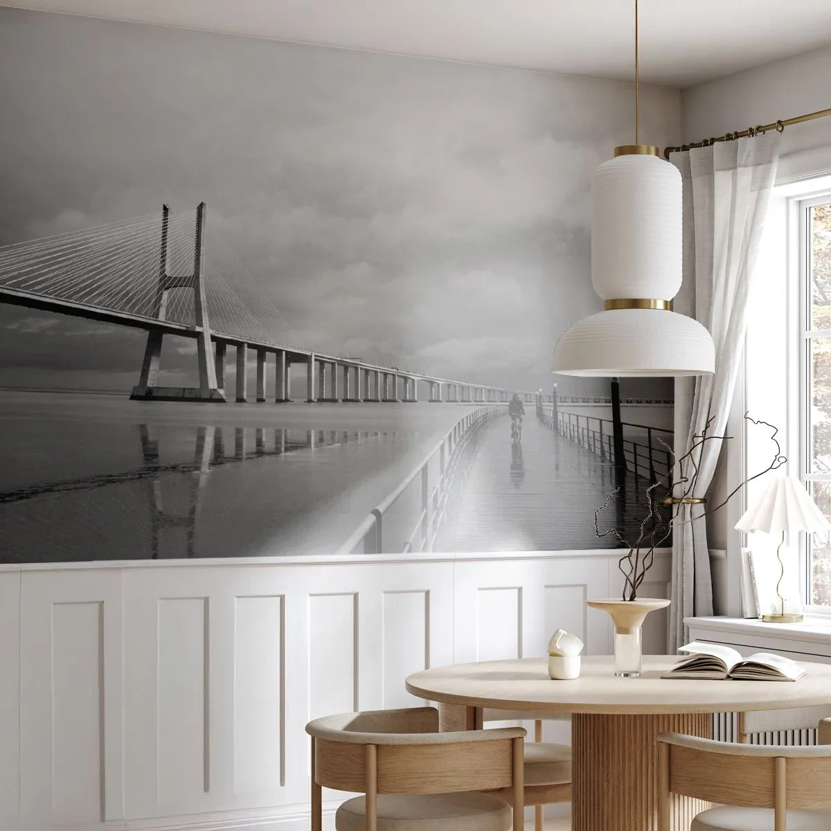 Självhäftande Fototapet Deluxe Sticker - Var och en får det han/hon förtjänat - Bro, Arkitektur, Landskap - 250x175 cm