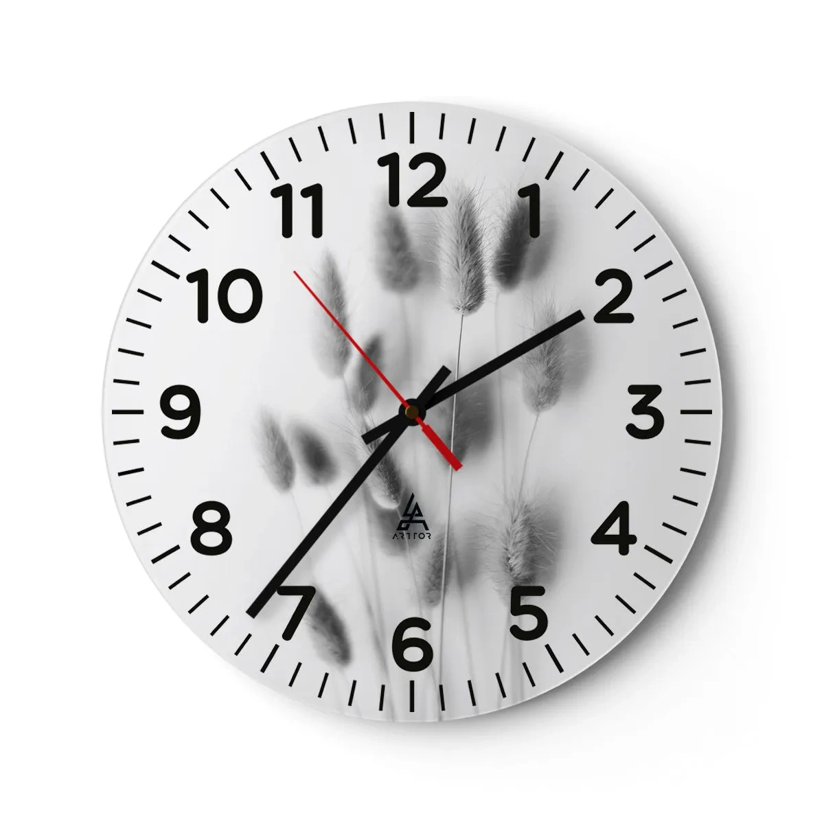 Väggklocka - Klocka på glas - Fluffigt gräs - 40x40 cm