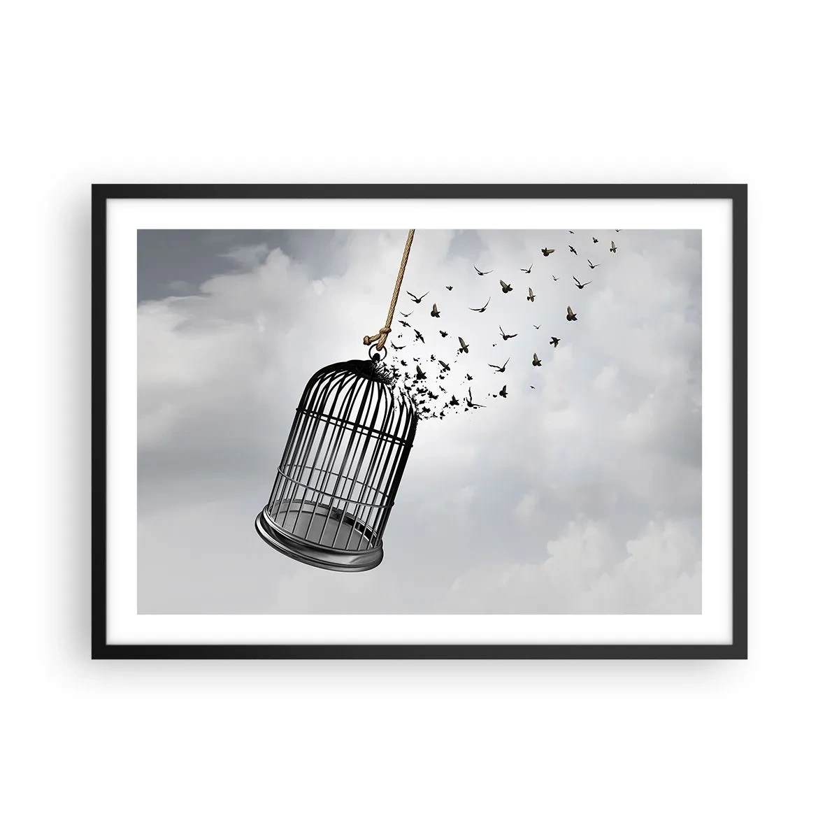Affisch i svart ram - Tro...Hopp...Frihet! - 70x50 cm