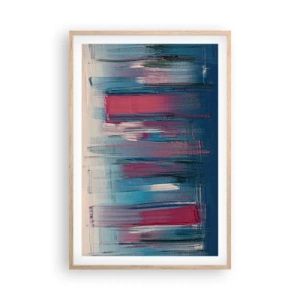 Affisch i ram av ljusek - Vertikal komposition i blått och rött - 61x91 cm