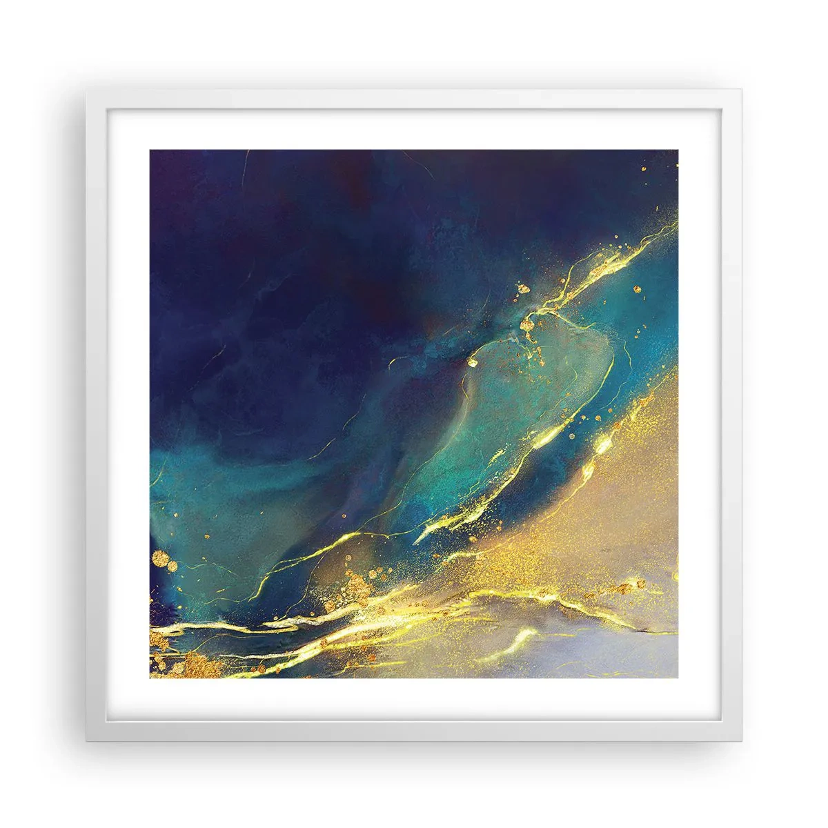 Affisch i vit ram - Utspillt guld - 50x50 cm