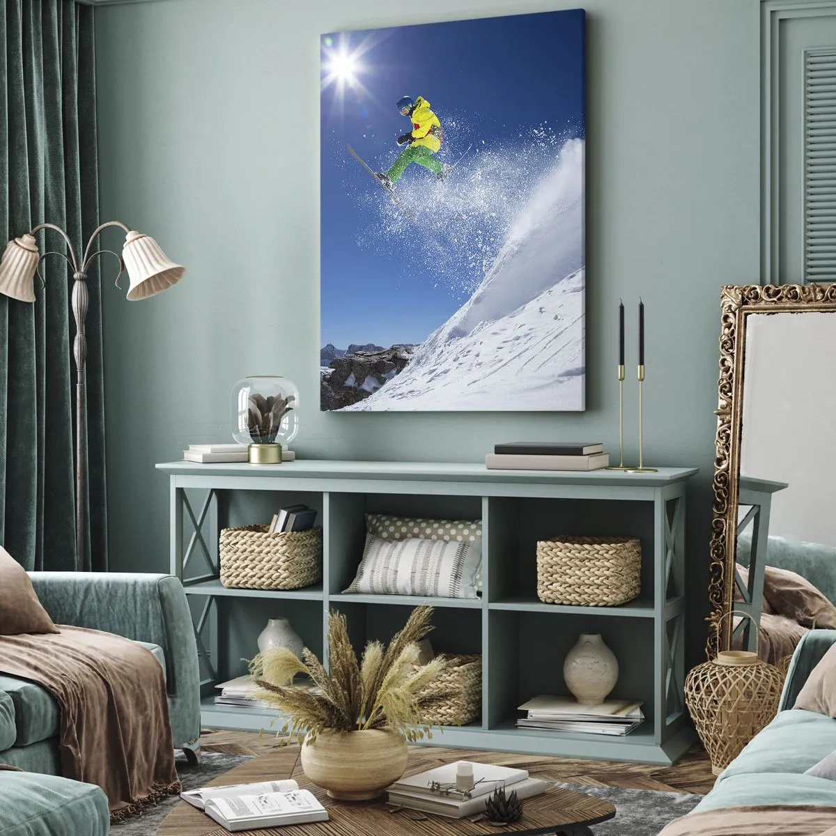 Canvastavla - Bild på duk - Dansar med fjällen - 70x100 cm
