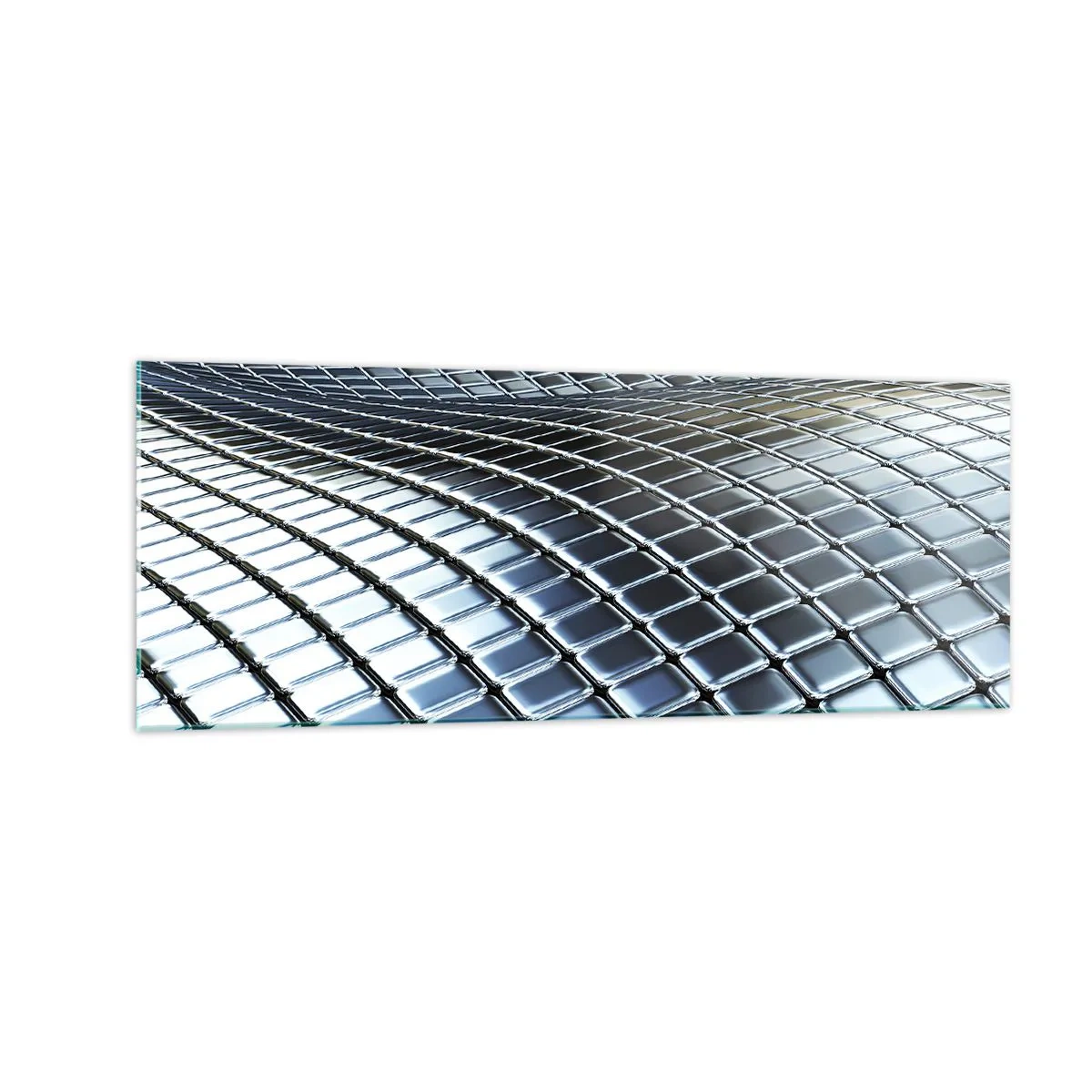 Glastavla - Bild på glas - Metallisk silver våg - 140x50 cm