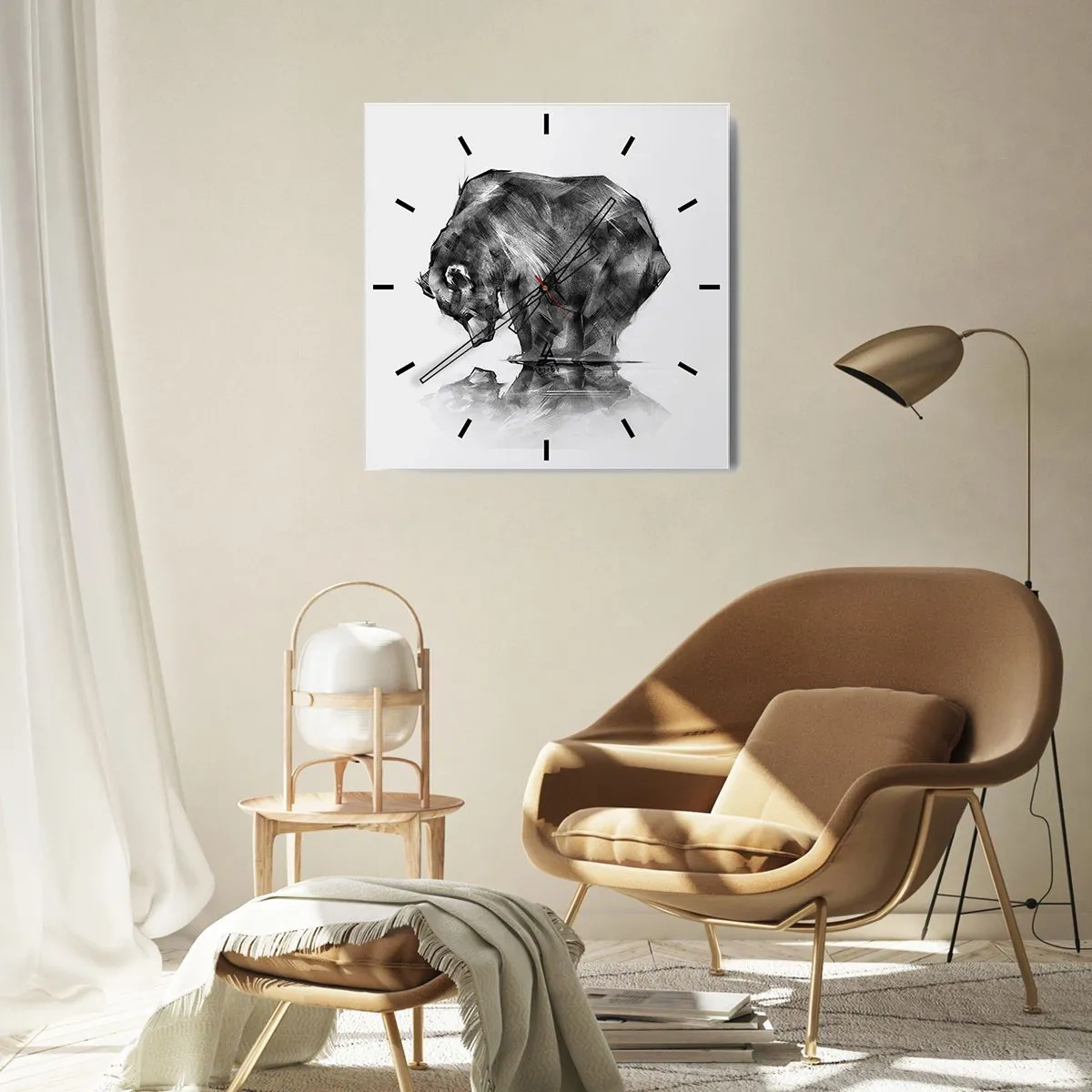 Väggklocka - Klocka på glas - Roligt att se någon närstående - 30x30 cm