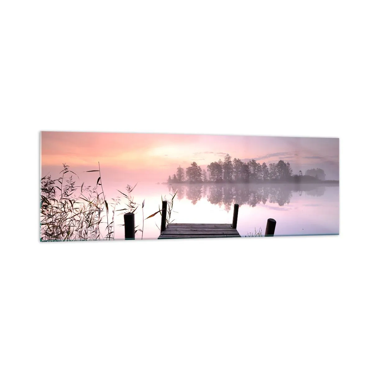 Glastavla - Bild på glas - Ur liljedimman... - 160x50 cm