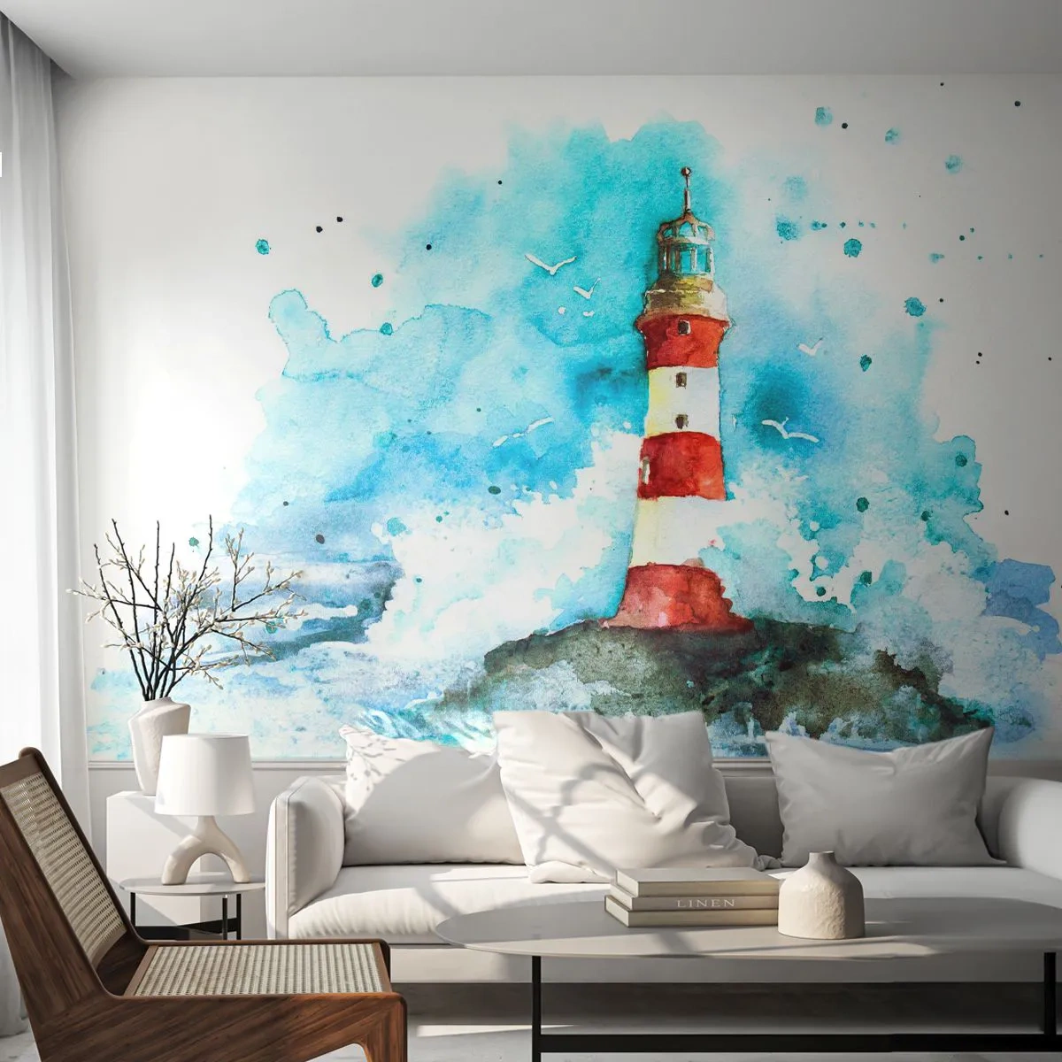 Fototapet Premium Sand - Elementens enhet - Fyr, Landskap, Grafik - 100x70 cm
