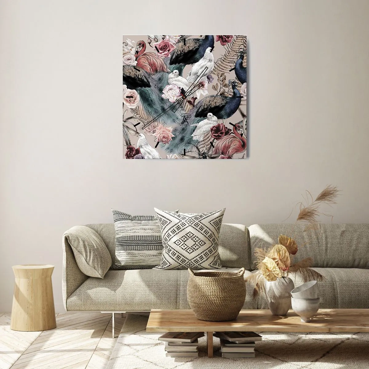 Väggklocka - Klocka på glas - I palatsträdgården - 40x40 cm