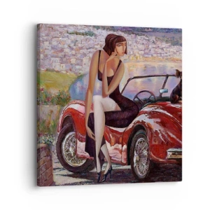 Canvastavla - Bild på duk - Sommar? Endast på Rivieran - 30x30 cm