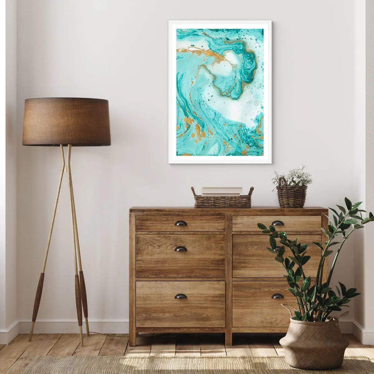 Affisch i vit ram - Under stora vågen från Edo-tiden - 50x70 cm