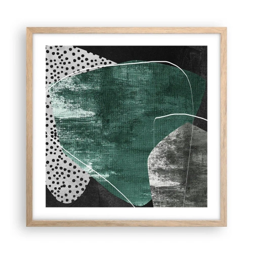 Affisch i ram av ljusek - Färgstark abstraktion med en guldflinga - 50x50 cm